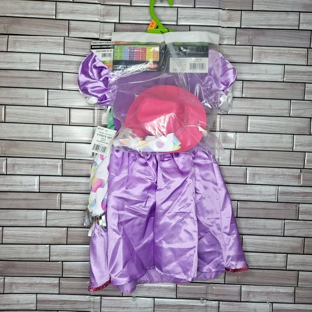 New Rodeo Unicorn Halloween Costume Toddler 3T-4T Colorful‎ Dress Up Outfit